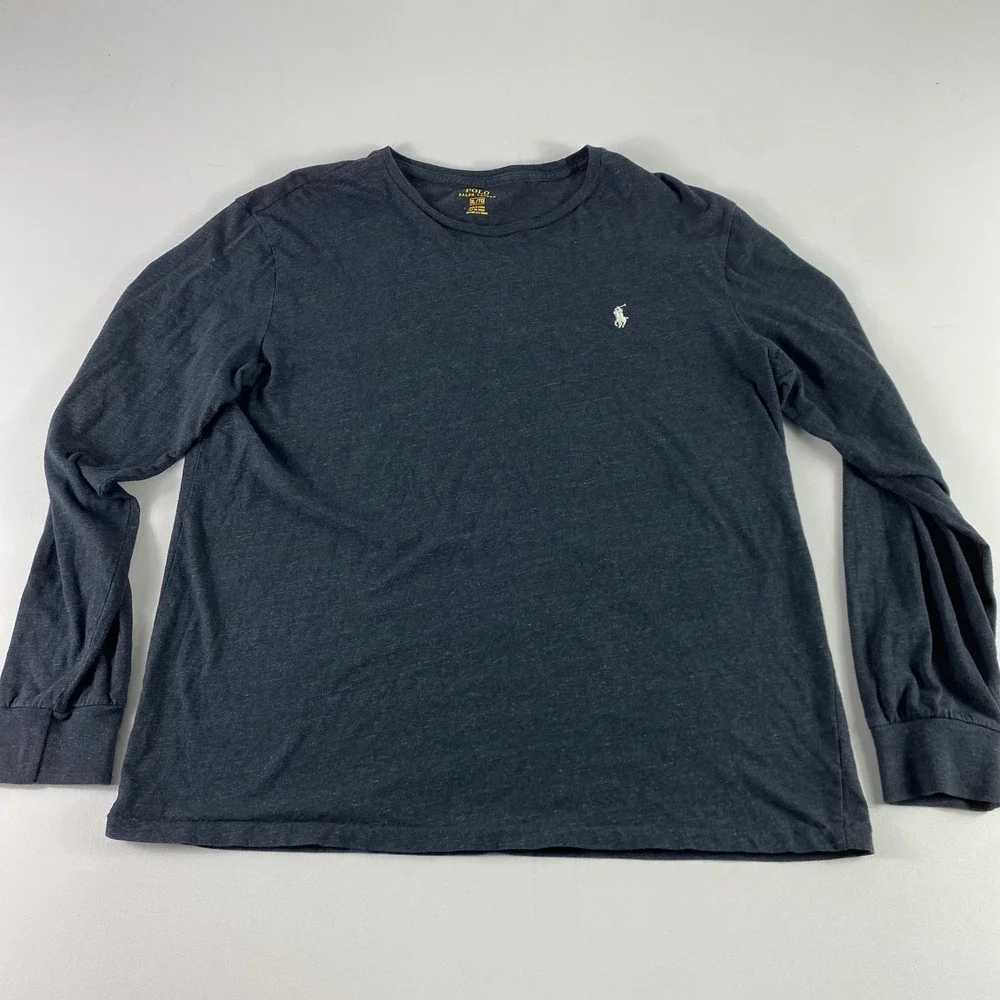 Polo Ralph Lauren Shirt Mens‎ XL Slim Dark Gray Long Sleeve Crewneck Cotton